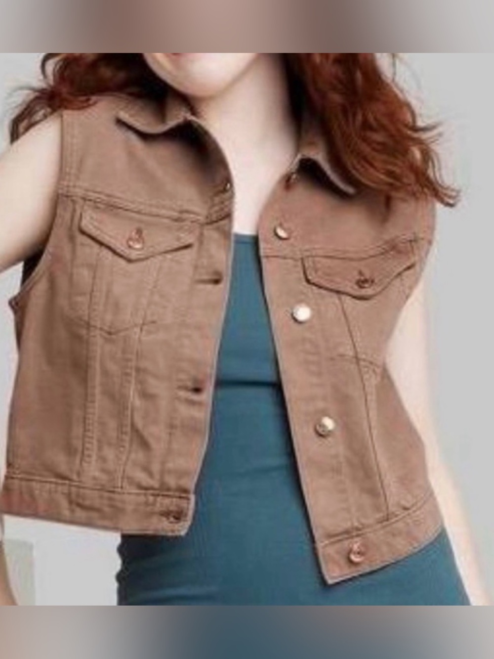 wild fable Brown Sleeveless Denim Vest